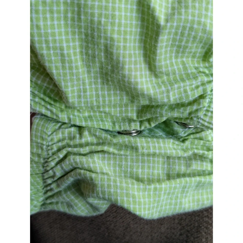 PA Kids‎ Vintage Bubble Romper Baby Girls 24M Green Gingham Berry Embroidery 90s